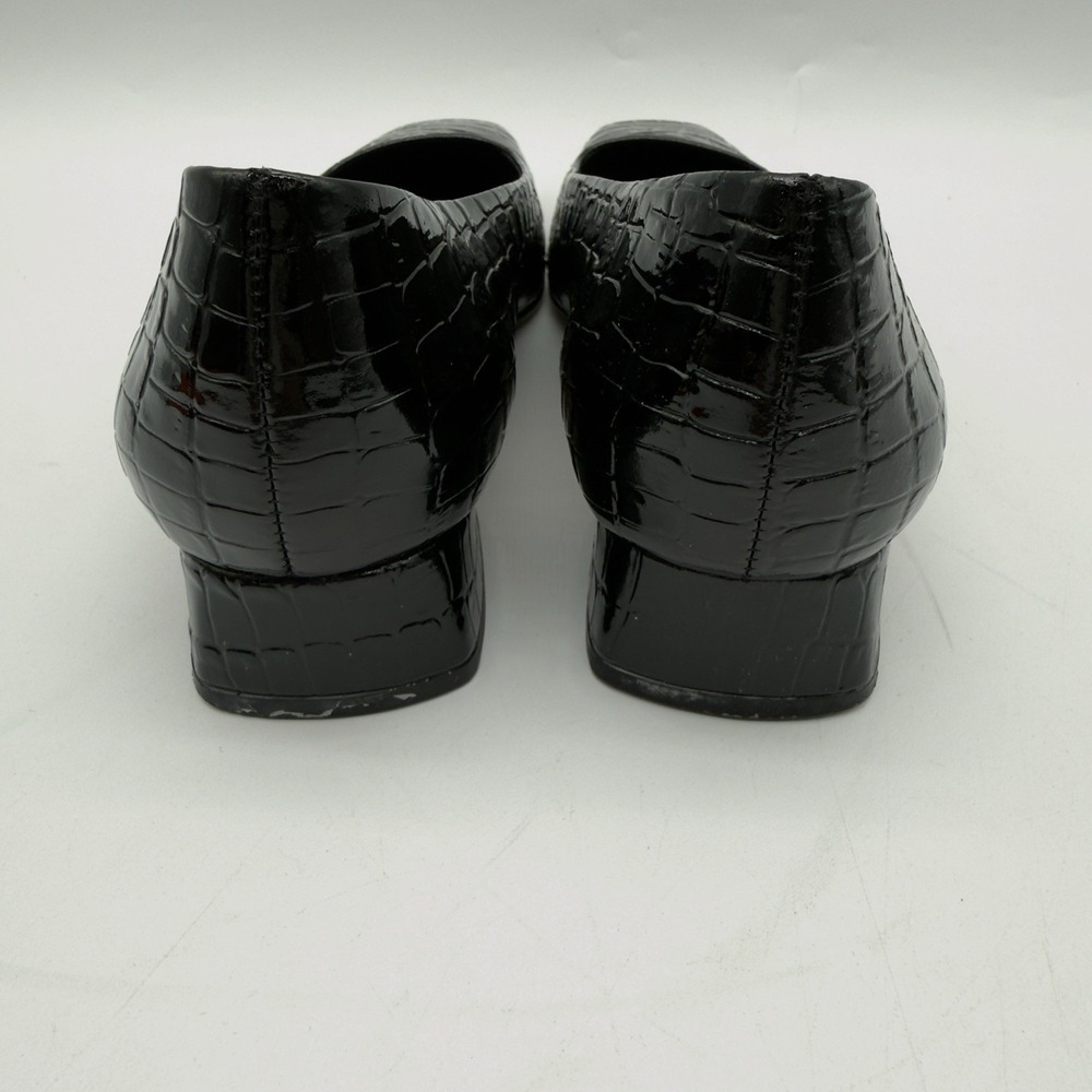 Etienne Aigner Vintage Twiggy I Black Patent Croc. Leather Block Heel Size 6.5M - Picture 7 of 13